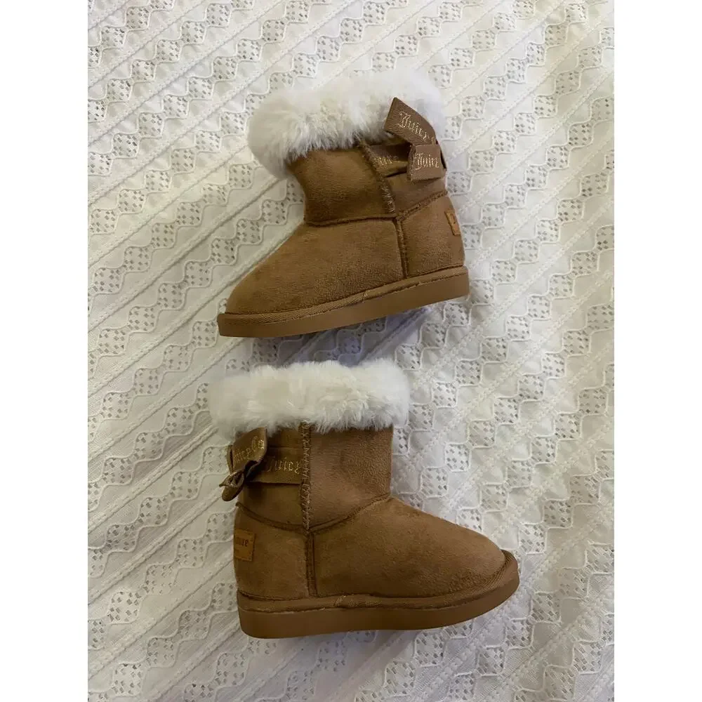 Juicy Couture Toddler Girls Faux Suede Faux Fur Winter Boots Size 6M NWT